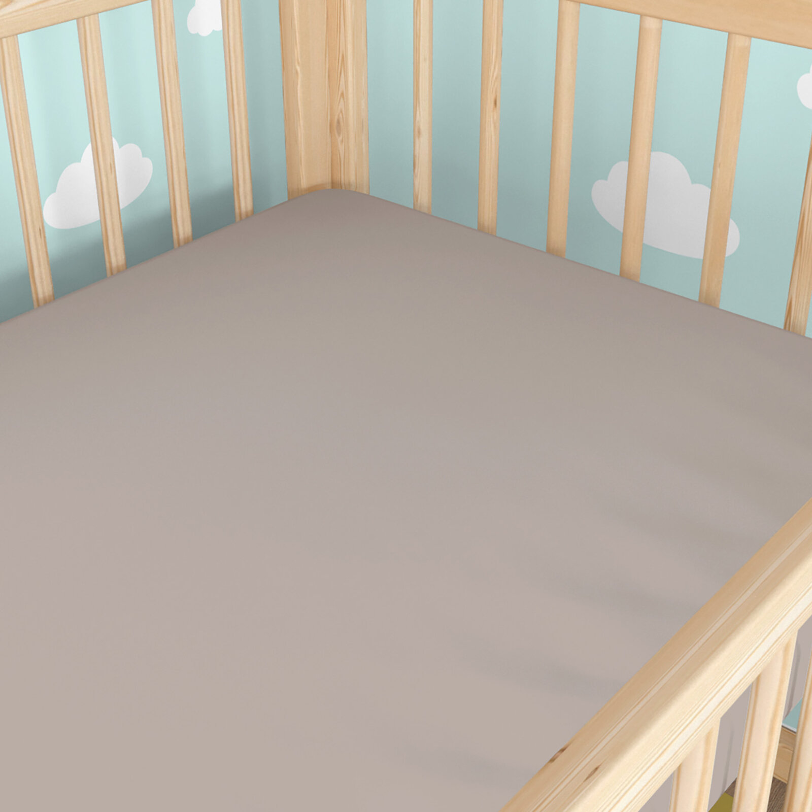 Spannbetttuch aus Baumwolle für Babybetten - graubraun