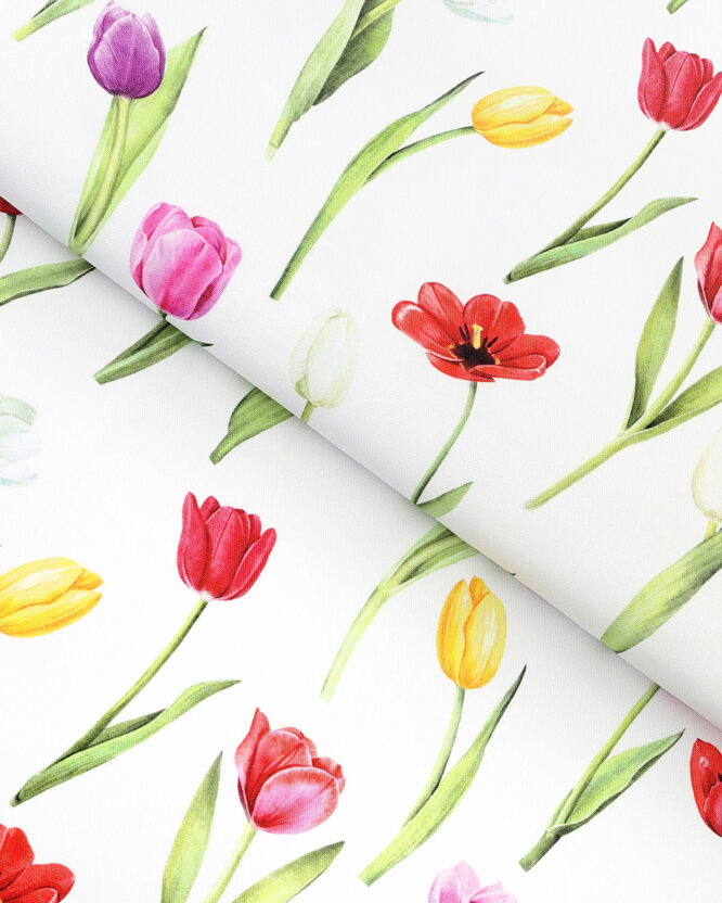 Teflonstoff für Tischdecken - Bunte Tulpen