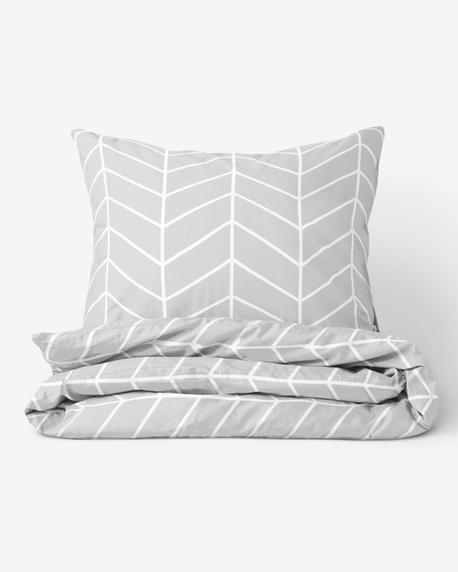 Bettwäsche aus Baumwolle - Zickzack auf Grau
