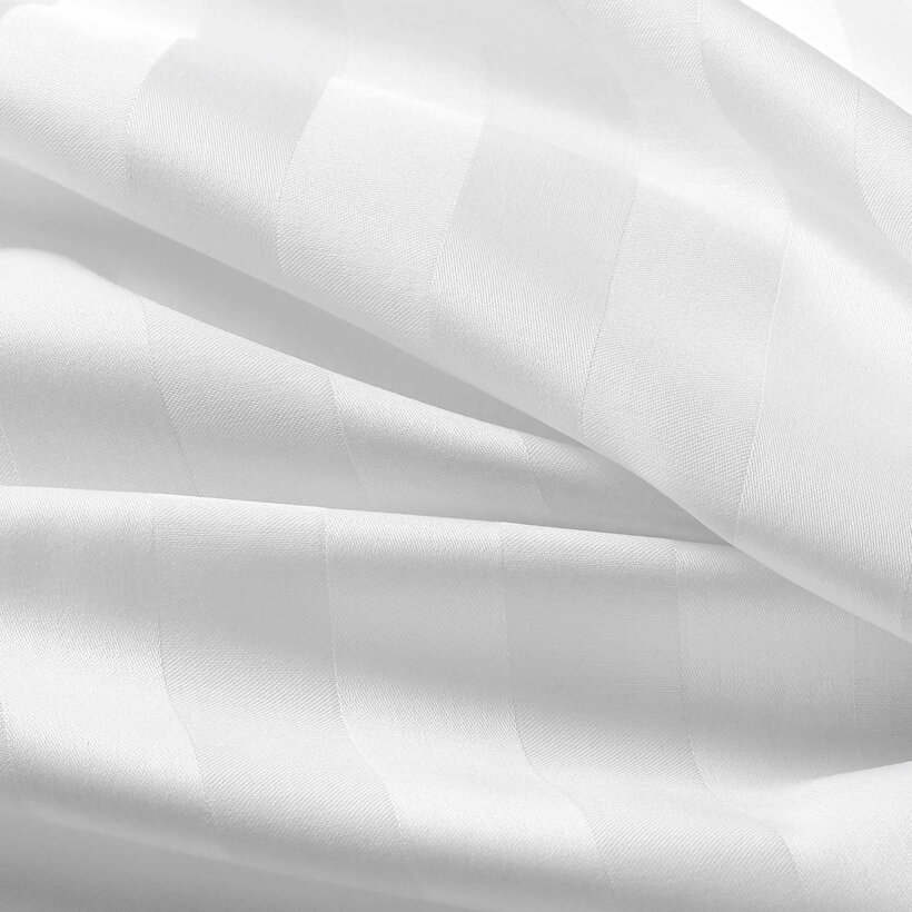 Festliche eckige Damast-Tischdecke - weiße Streifen mit Satin-Glanz