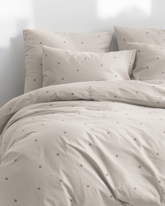 Bettwäsche aus Baumwolle - Pünktchen auf Beige