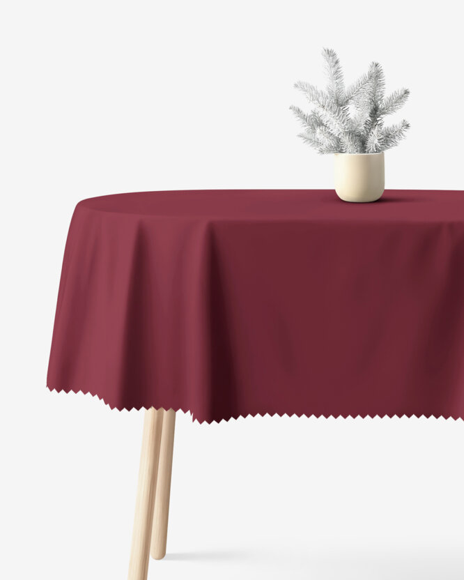 Ovale Weihnachts-Tischdecke Teflon - bordeauxrot