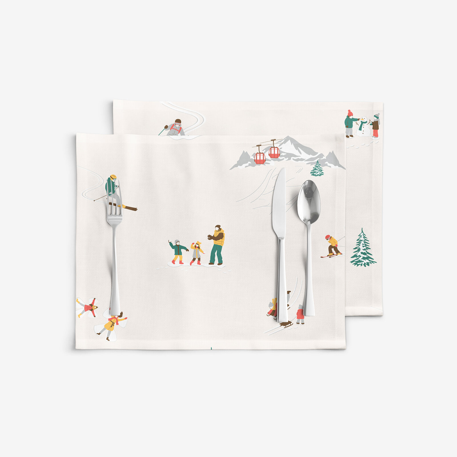 Weihnachtliches Tischset 100% Baumwolle - Winterfreuden - 2 Stück