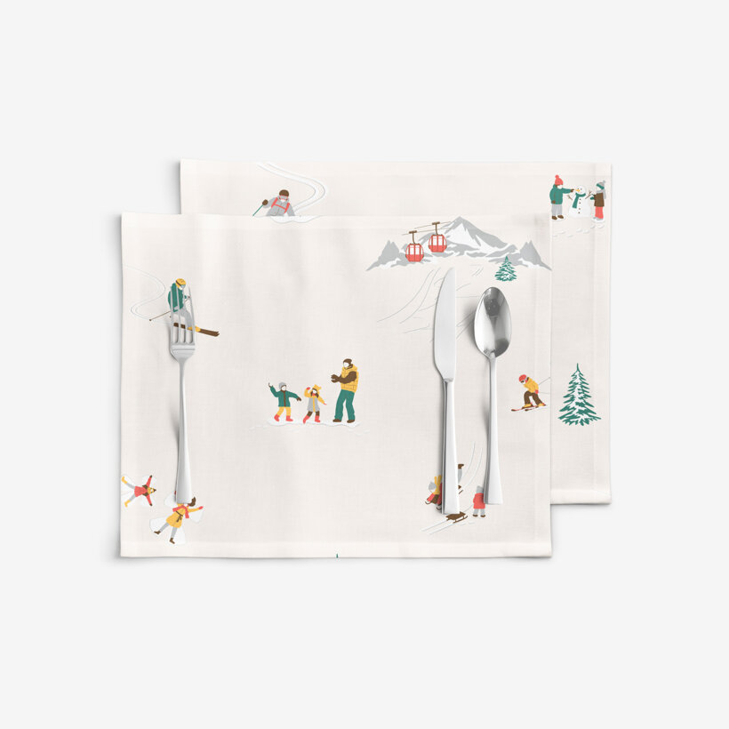 Weihnachtliches Tischset 100% Baumwolle - Winterfreuden - 2 Stück