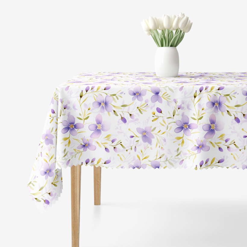 Eckige Tischdecke Teflon - Veilchenblüten