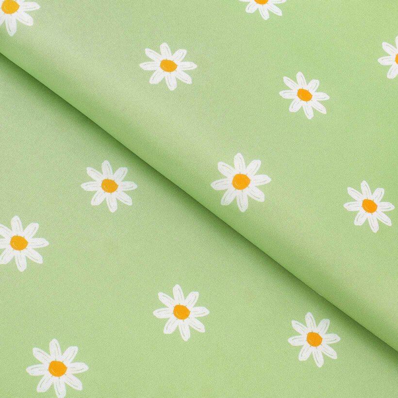 Teflonstoff für Tischdecken - Margeriten auf Grün