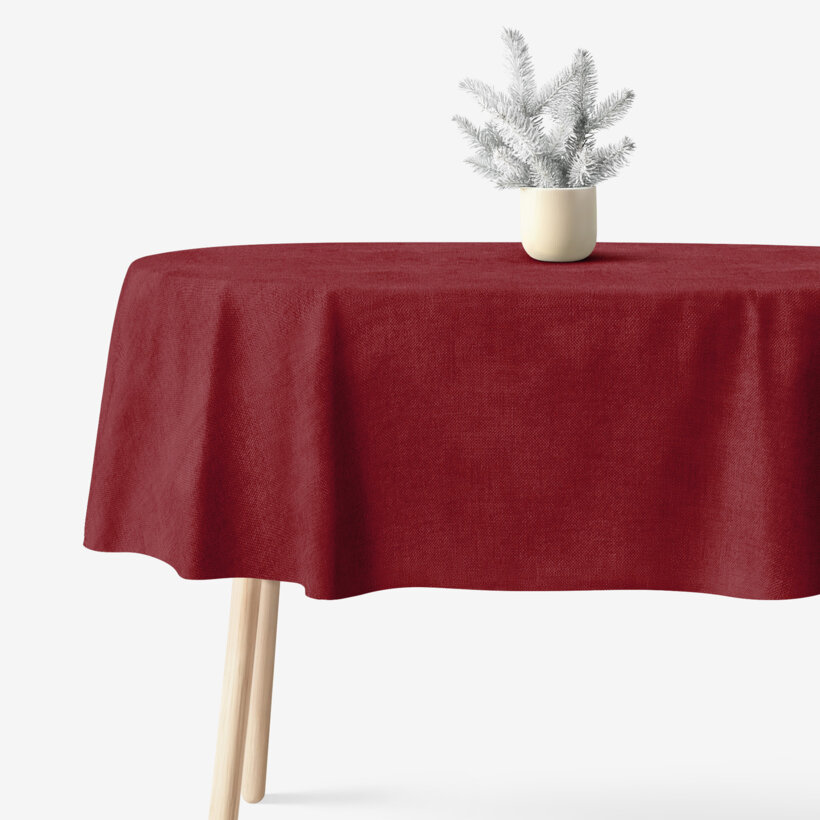 Weihnachtliche ovale Tischdecke Malaga - dunkel rot