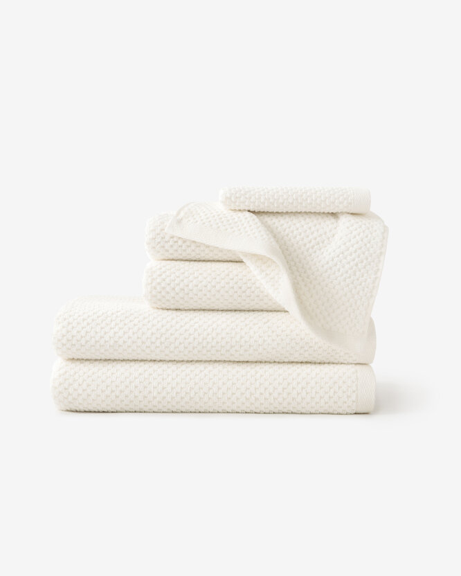 Frottee-Handtuch / Badetuch aus Baumwolle Micro Pure - Vanille