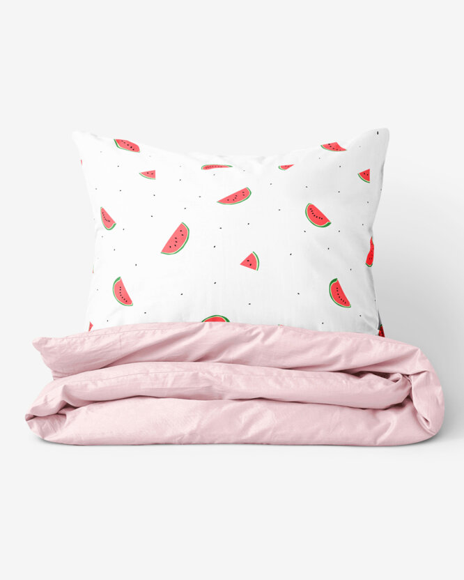 Bettwäsche aus Baumwolle Duo - Melone mit Pudderrosa