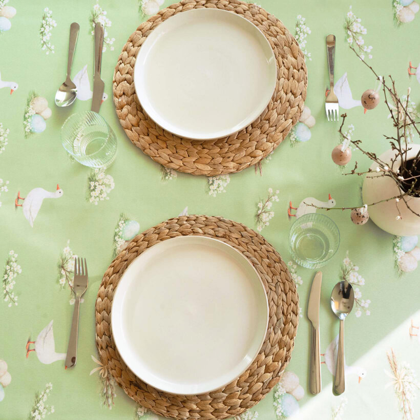 Ostern Eckige Teflon-Tischdecke - Gänse und Ostereier