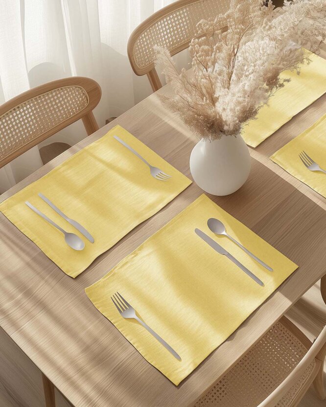 Tischset aus Leinenmischung - gelb - 2 Stück Set