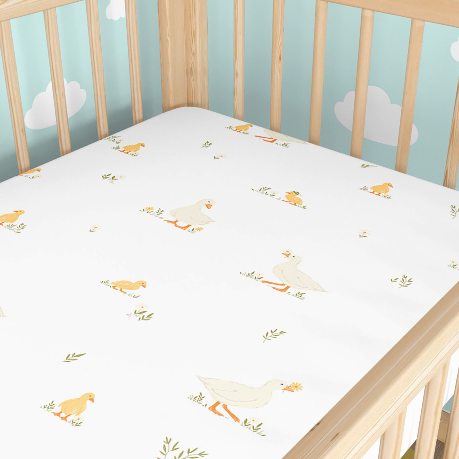 Ostern Spannbetttuch aus Baumwolle für Babybetten - Enten