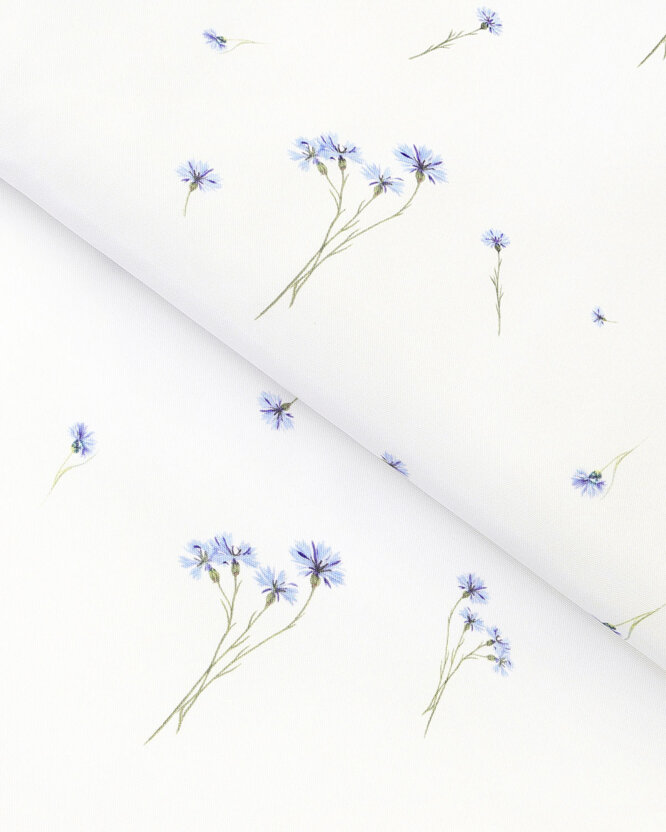 Teflonstoff für Tischdecken - Blaue Kornblumen