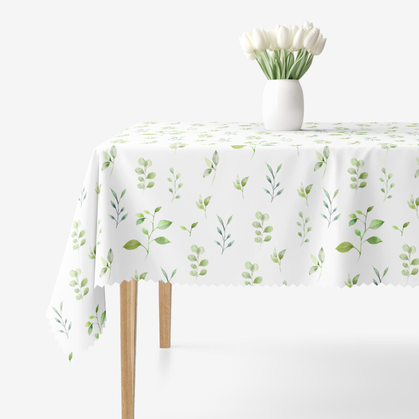 Eckige Tischdecke Teflon - Eukalyptusblätter