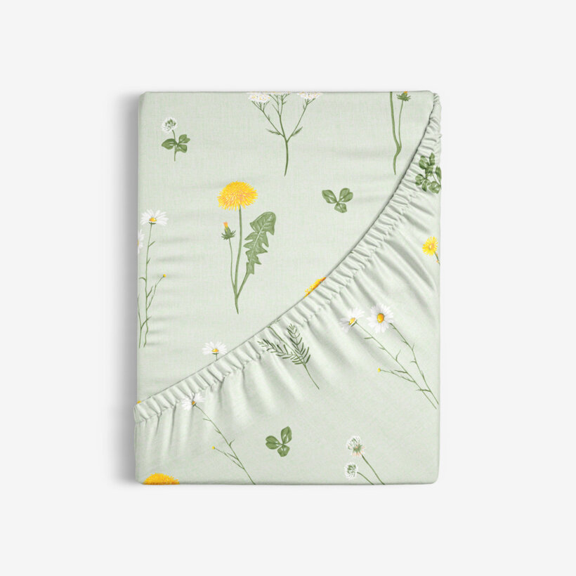 Spannbettlaken aus Baumwolle - Grüne Wiese