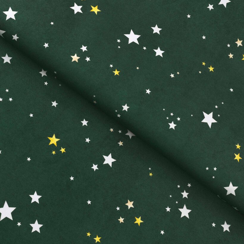 Weihnachtlicher Teflonstoff für Tischdecken – Sterne auf Grün