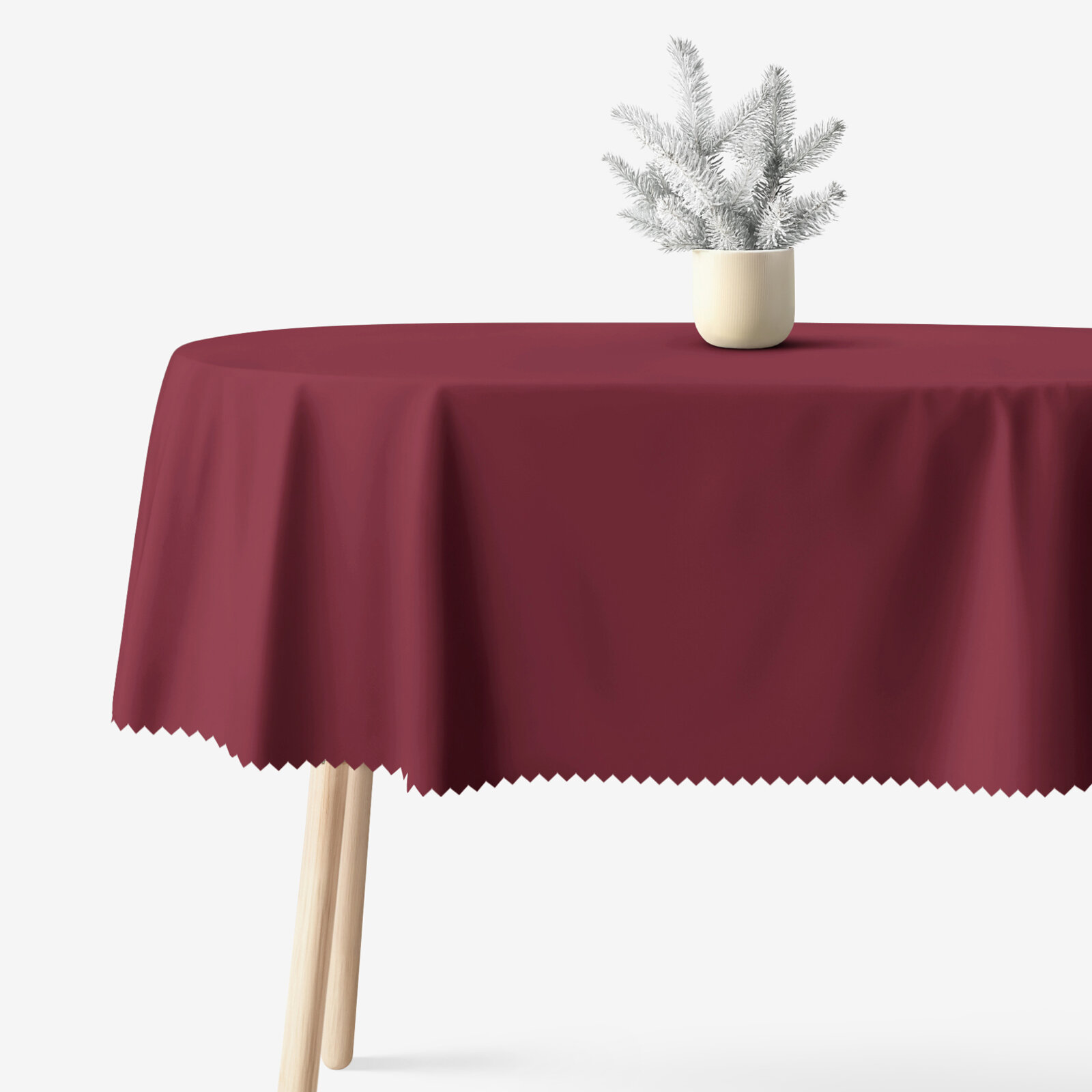 Ovale Weihnachts-Tischdecke Teflon - bordeauxrot