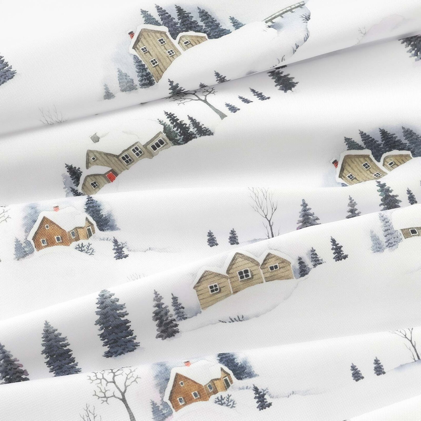 Weihnachtlicher Teflonstoff für Tischdecken – Winterlandschaft