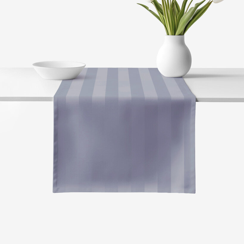 Festliche Damast-Tischläufer - dunkelgraue Streifen mit Satin-Glanz