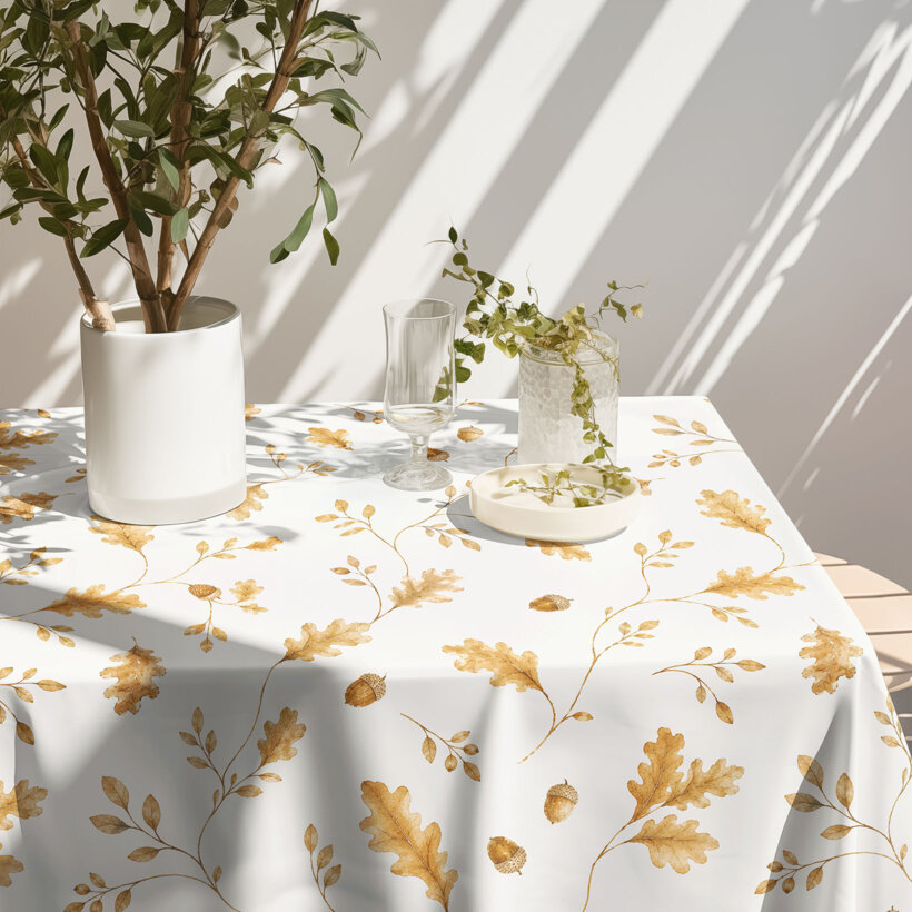Eckige Tischdecke Teflon - Eichenblätter