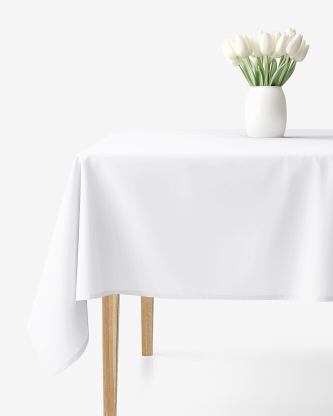 Eckige Tischdecke 100% Baumwolle - weiß