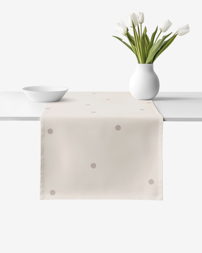 Tischläufer aus 100% Baumwolle - Pünktchen auf Beige