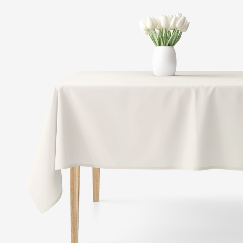 Eckige Tischdecke 100% Baumwolle - elfenbein