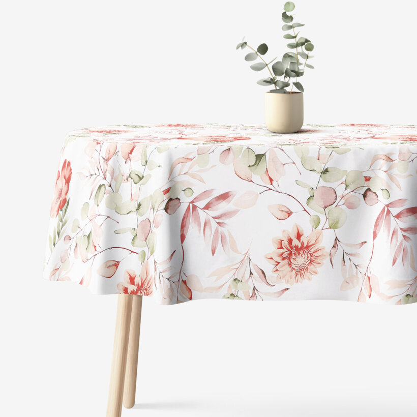 Ovale Tischdecke aus 100% Baumwolle Deluxe - aquarelle Blumen
