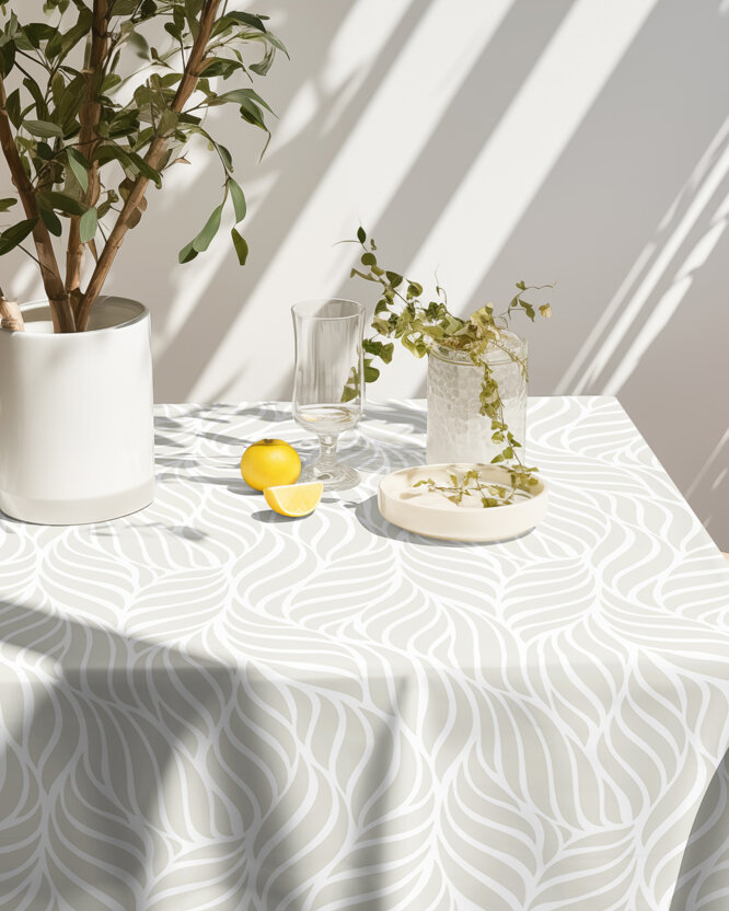 Eckige Teflon-Tischdecke - Beige Linien