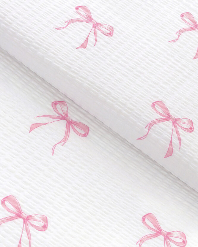 Seersucker - rosa Schleifen