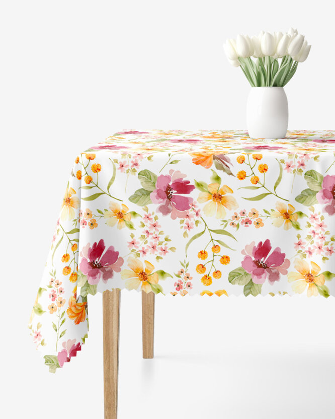 Eckige Tischdecke Teflon - Hibiskusblüten