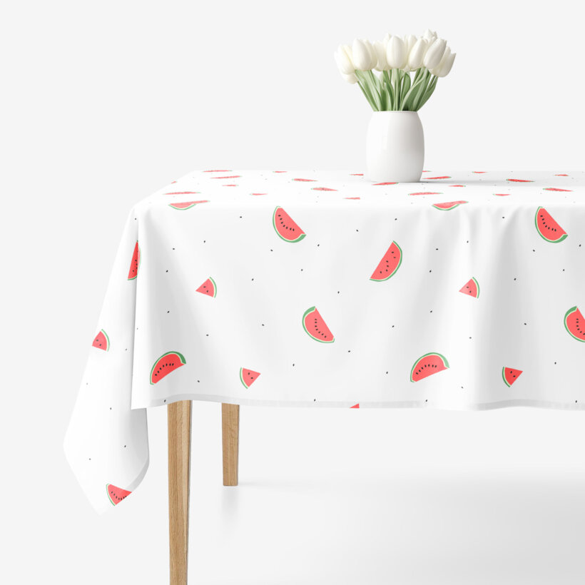 Eckige Tischdecke 100% Baumwolle - Melone