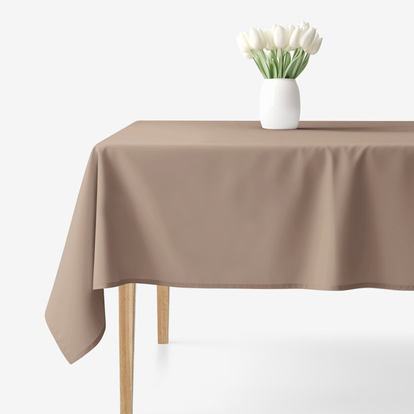 Eckige Tischdecke 100% Baumwolle - kaffeebraun