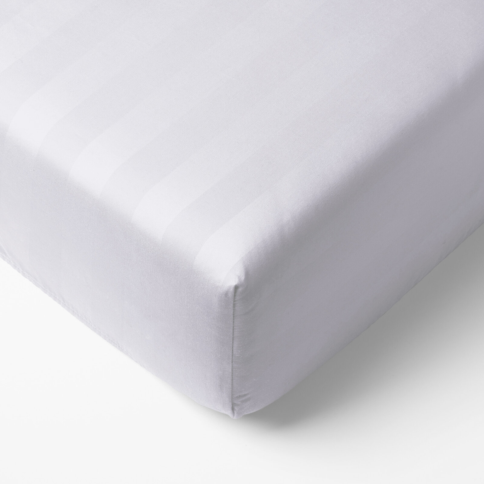 Spannbettlaken aus Damask - hellgraue Streifen mit Satin-Glanz