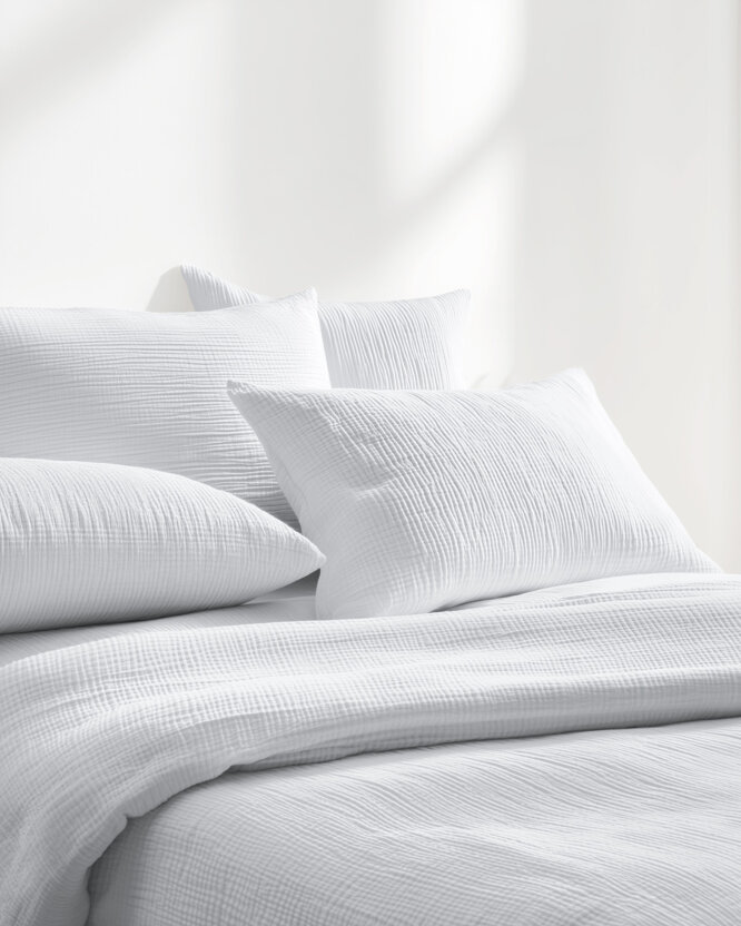 Musselin-Bettwäsche – hellgrau