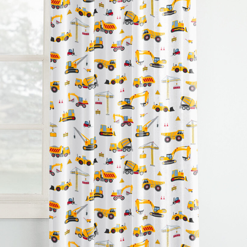 Vorhang aus Baumwolle Kindermotive - Lastwagen und Bagger