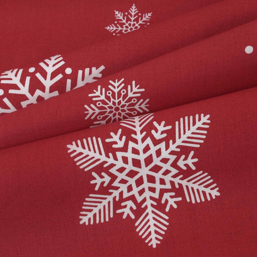 Weihnachtliches Tischset 100% Baumwolle - Schneeflocken auf Rot - 2 Stück