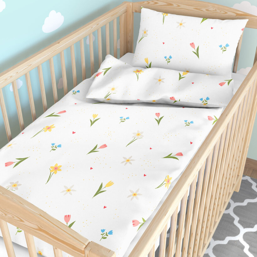 Bettwäsche für Babybetten aus Baumwolle - blühender Garten