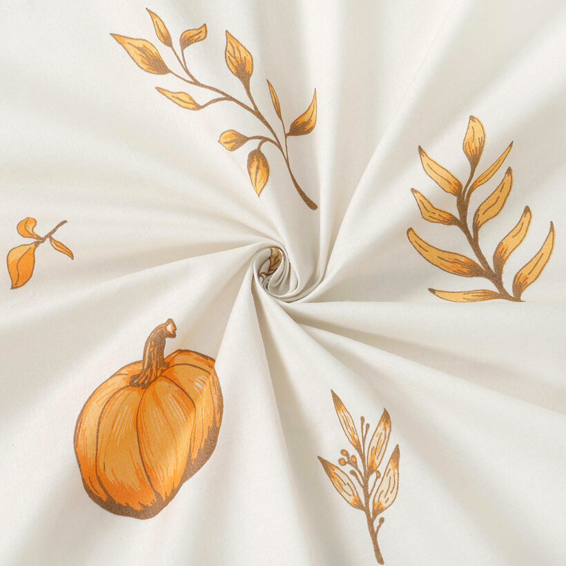 Baumwollstoff - Herbstkürbisse und Blätter