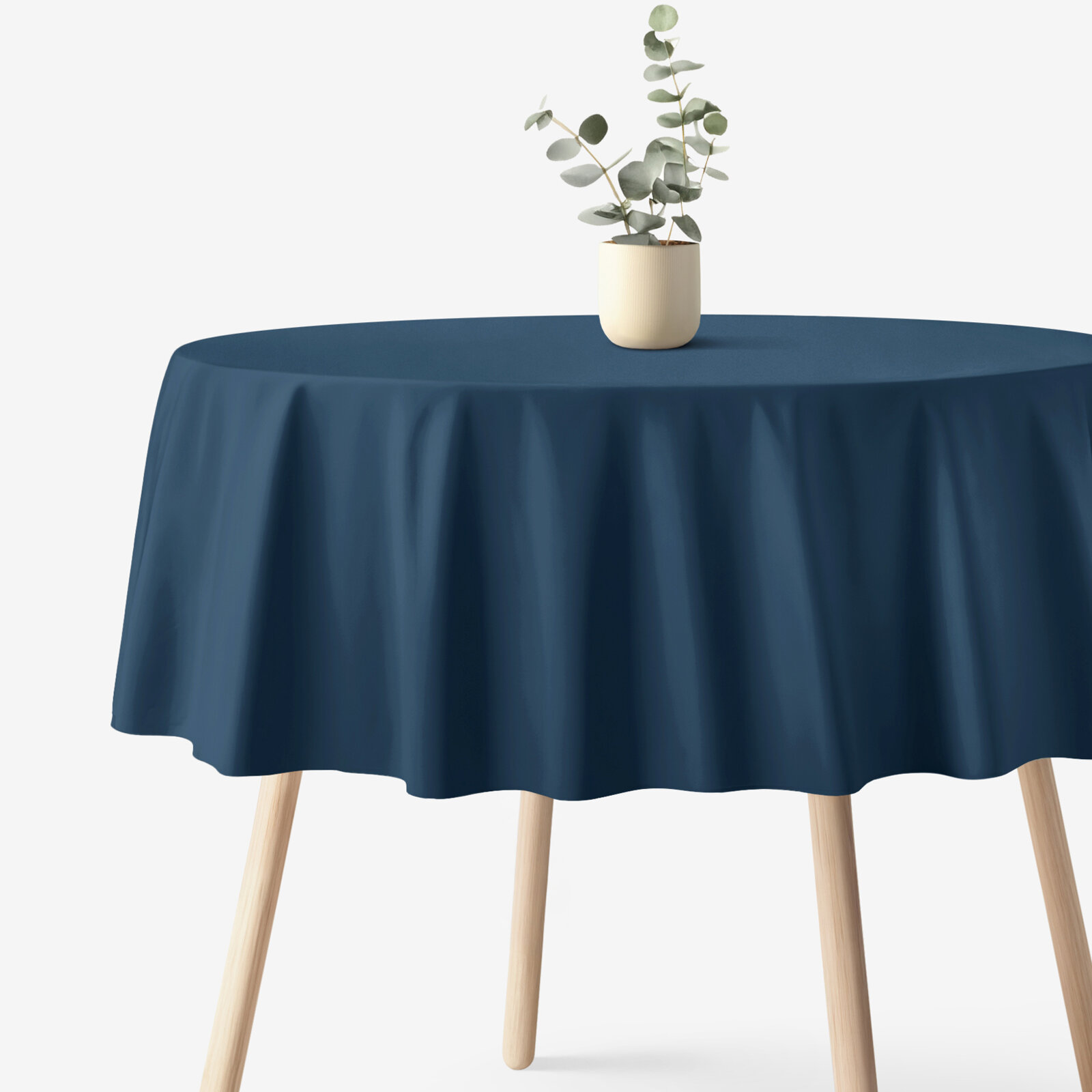 Runde Tischdecke 100% Baumwolle - marineblau