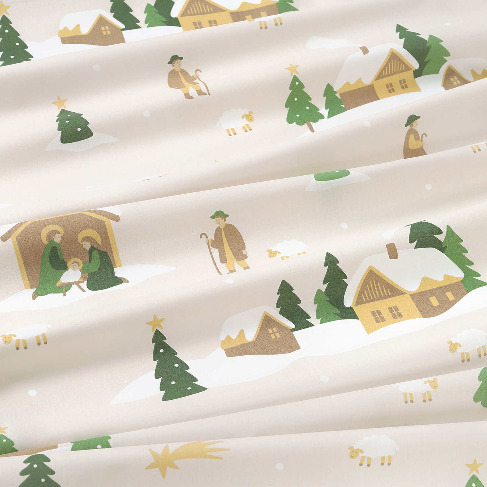 Runde Weihnachts-Tischdecke 100% Baumwolle - Weihnachtslieder