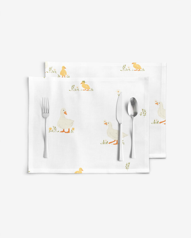 Ostern Tischset 100% Baumwolle - Enten - 2 Stück