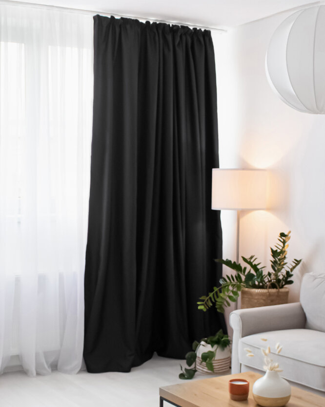 Blackout Verdunkelungsvorhang mit Satin-Glanz - schwarz