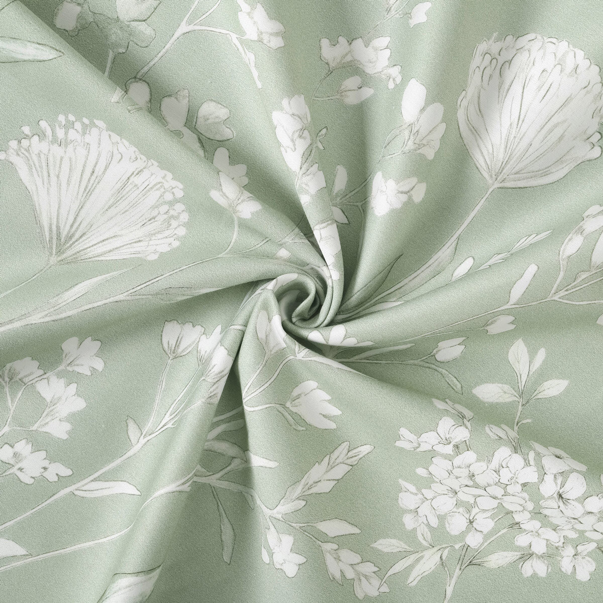 Mako-Satin - Wiesenblumen auf Salbeigrün