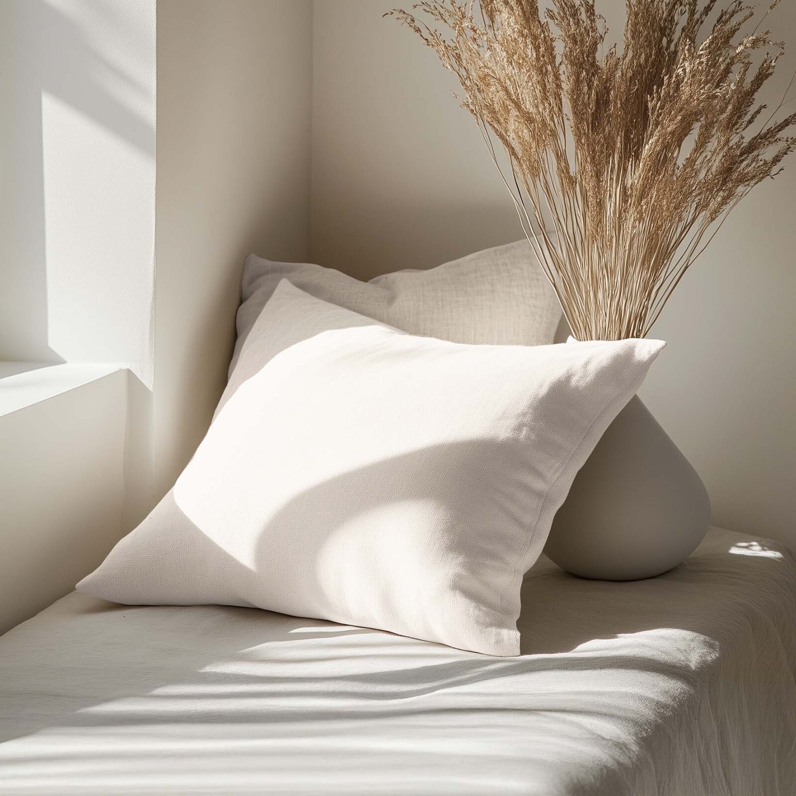 Kissenbezug aus Leinenmischung - elfenbein