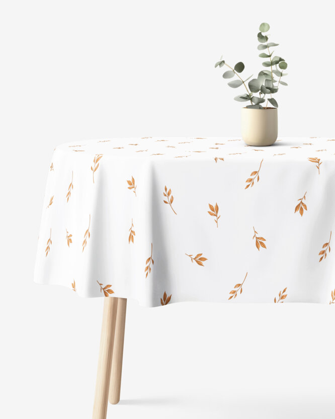Ovale Tischdecke aus 100% Baumwolle - Braune Herbstblätter