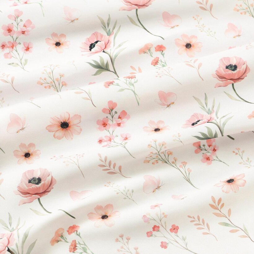 Ovale Tischdecke Teflon - Rosa Blümchen