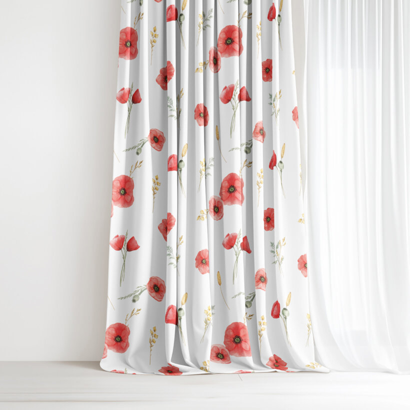 Dekorativer Vorhang – Mohnblumen