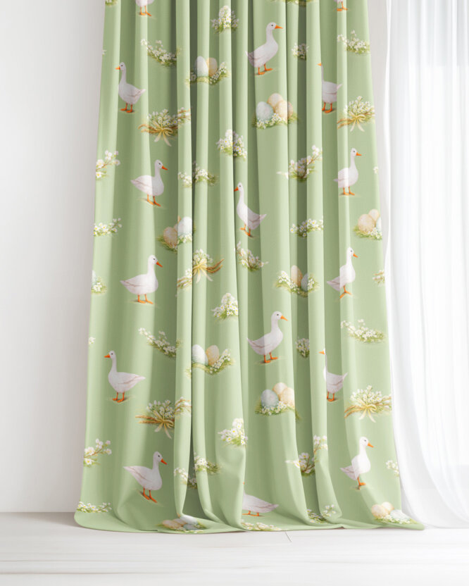 Ostern Dekorativer Vorhang – Gänse und Ostereier