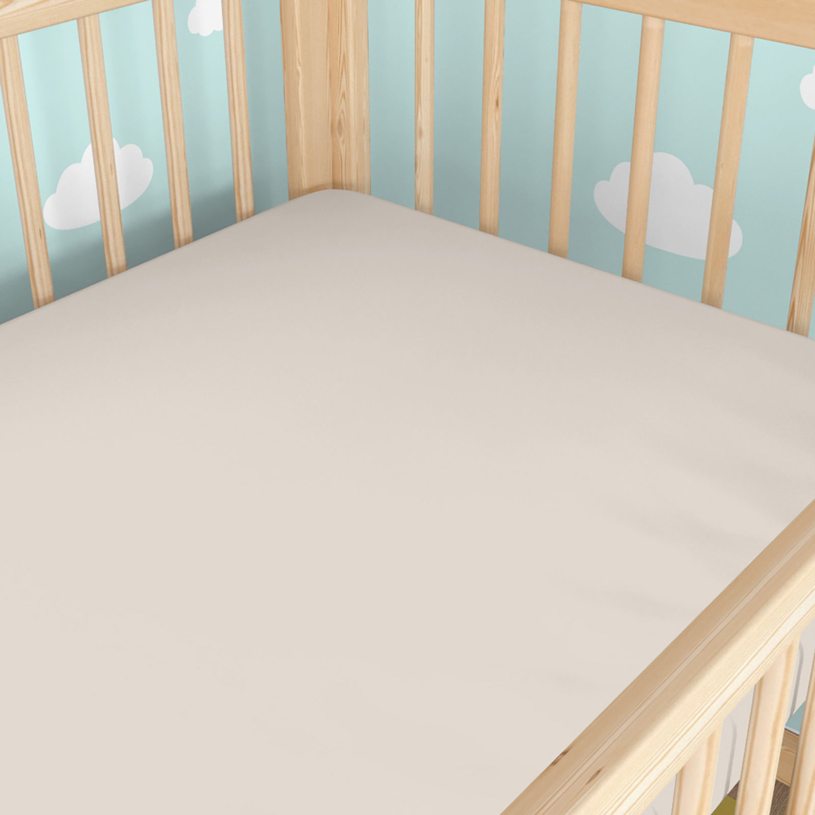 Spannbetttuch aus Baumwolle für Babybetten - latte